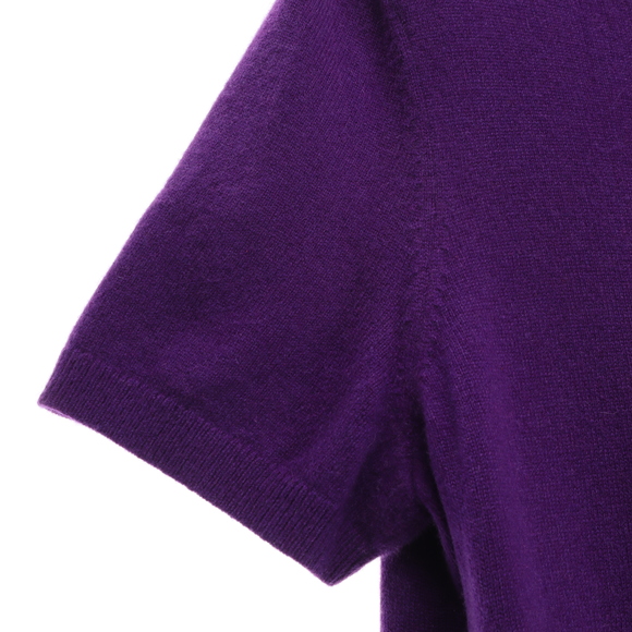 Lands End 100% Cashmere Short Sleeve Crew Neck Sweater Women M/P 10-12 Purple - Picture 4 of 11
